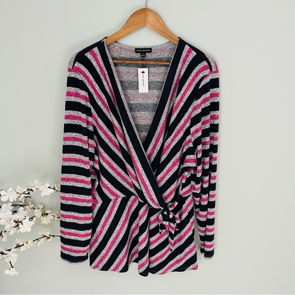 Lane Bryant Striped Peplum Faux Wrap Top NWT Size 22/24